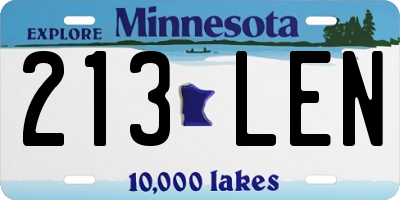 MN license plate 213LEN