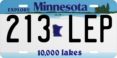 MN license plate 213LEP