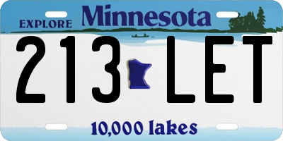MN license plate 213LET