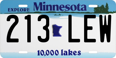 MN license plate 213LEW