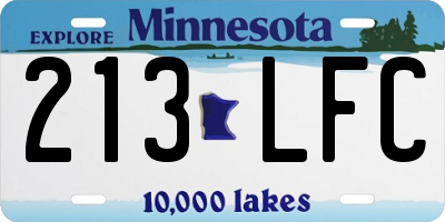 MN license plate 213LFC