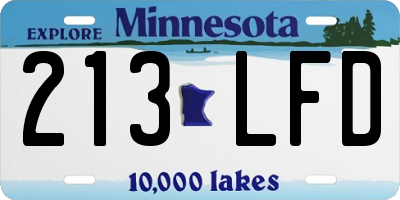MN license plate 213LFD