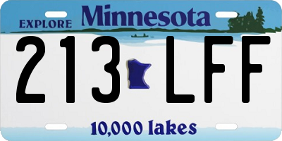 MN license plate 213LFF