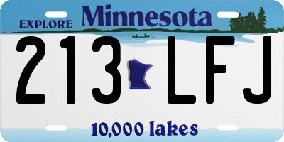 MN license plate 213LFJ