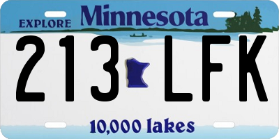 MN license plate 213LFK