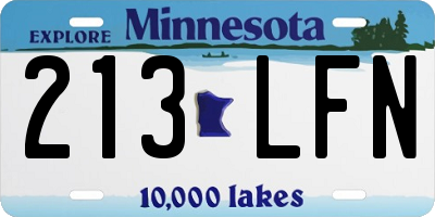 MN license plate 213LFN