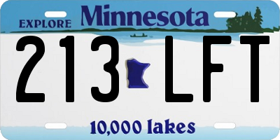 MN license plate 213LFT