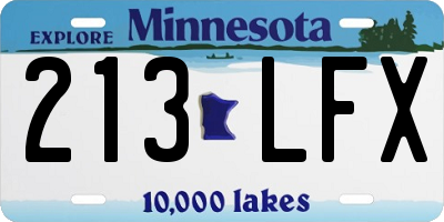 MN license plate 213LFX