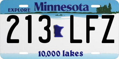 MN license plate 213LFZ