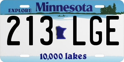 MN license plate 213LGE