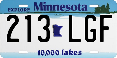 MN license plate 213LGF