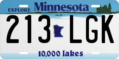 MN license plate 213LGK