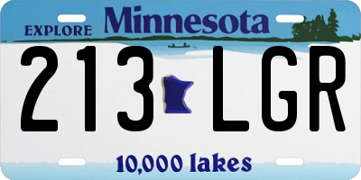 MN license plate 213LGR