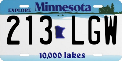 MN license plate 213LGW