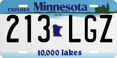 MN license plate 213LGZ