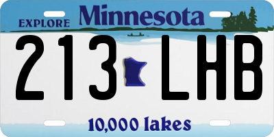 MN license plate 213LHB