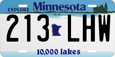 MN license plate 213LHW