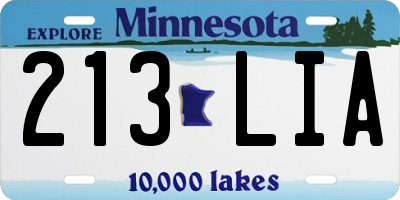 MN license plate 213LIA