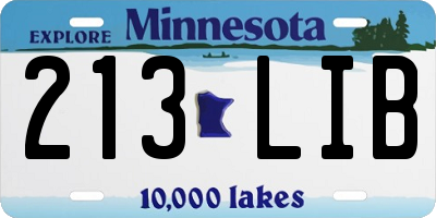 MN license plate 213LIB