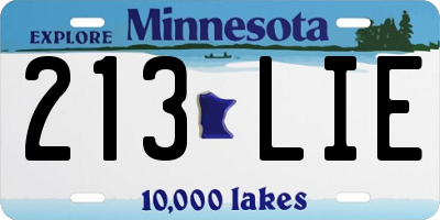 MN license plate 213LIE