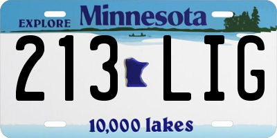 MN license plate 213LIG