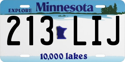 MN license plate 213LIJ