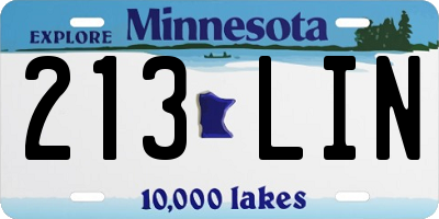 MN license plate 213LIN