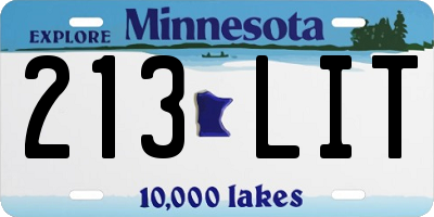 MN license plate 213LIT