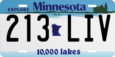 MN license plate 213LIV