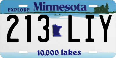 MN license plate 213LIY