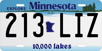 MN license plate 213LIZ
