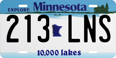 MN license plate 213LNS