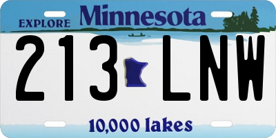 MN license plate 213LNW