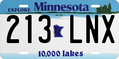 MN license plate 213LNX