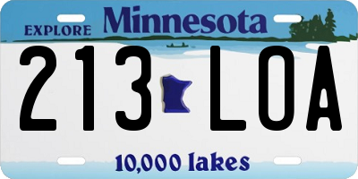 MN license plate 213LOA