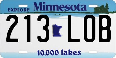 MN license plate 213LOB