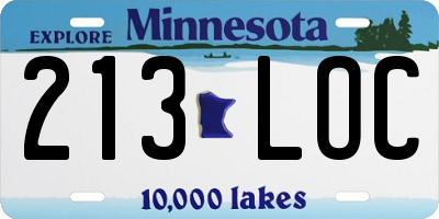 MN license plate 213LOC
