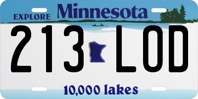 MN license plate 213LOD