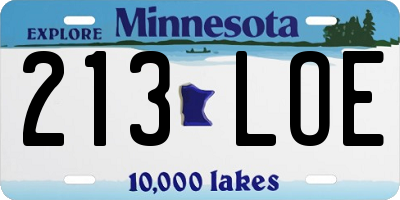 MN license plate 213LOE