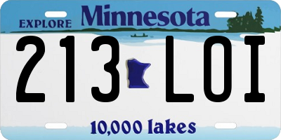 MN license plate 213LOI