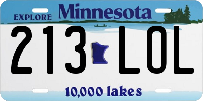 MN license plate 213LOL