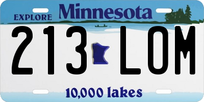 MN license plate 213LOM