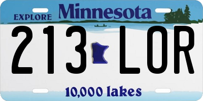 MN license plate 213LOR