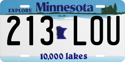 MN license plate 213LOU