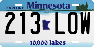 MN license plate 213LOW