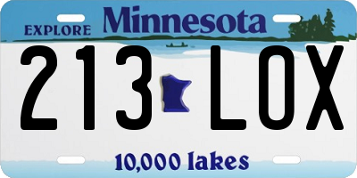 MN license plate 213LOX