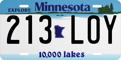 MN license plate 213LOY