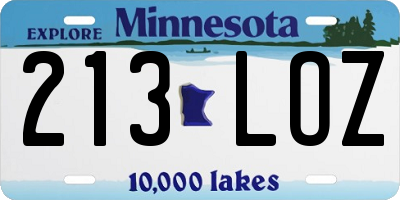 MN license plate 213LOZ