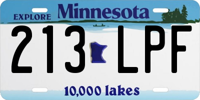 MN license plate 213LPF