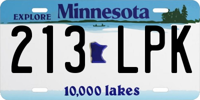 MN license plate 213LPK
